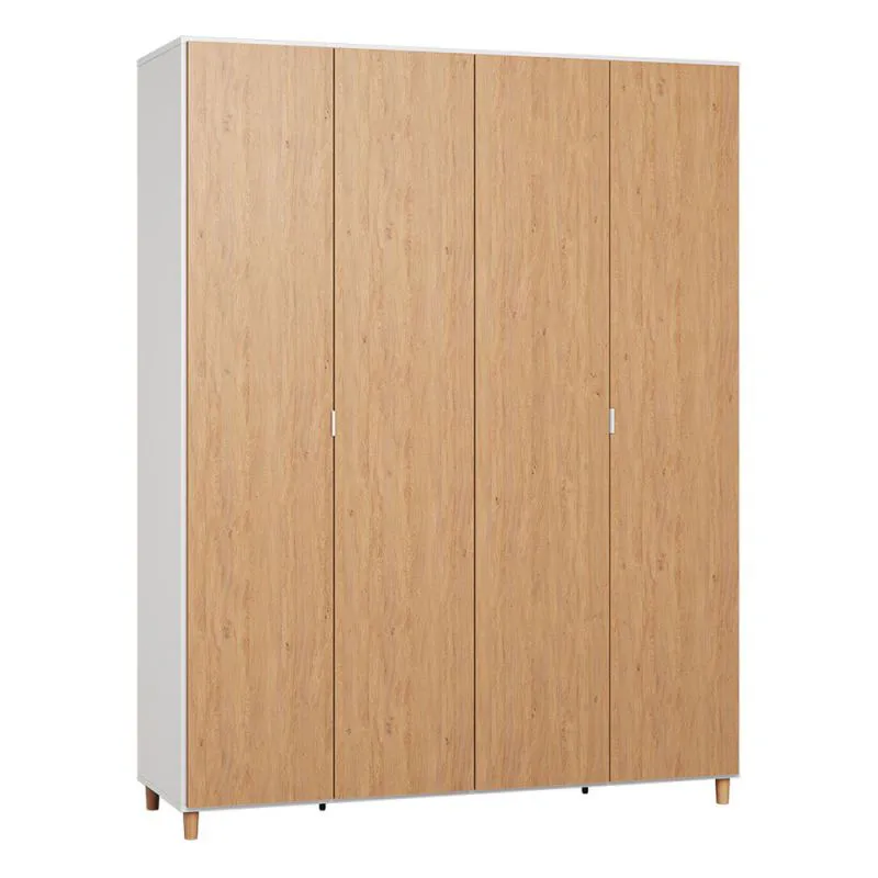 185 cm breiter Kleiderschrank mit 2 Türen, 11 Fächern und 2 Schubladen | Farbe: Eiche / Weiß | Tiefe: 57 cm Abbildung