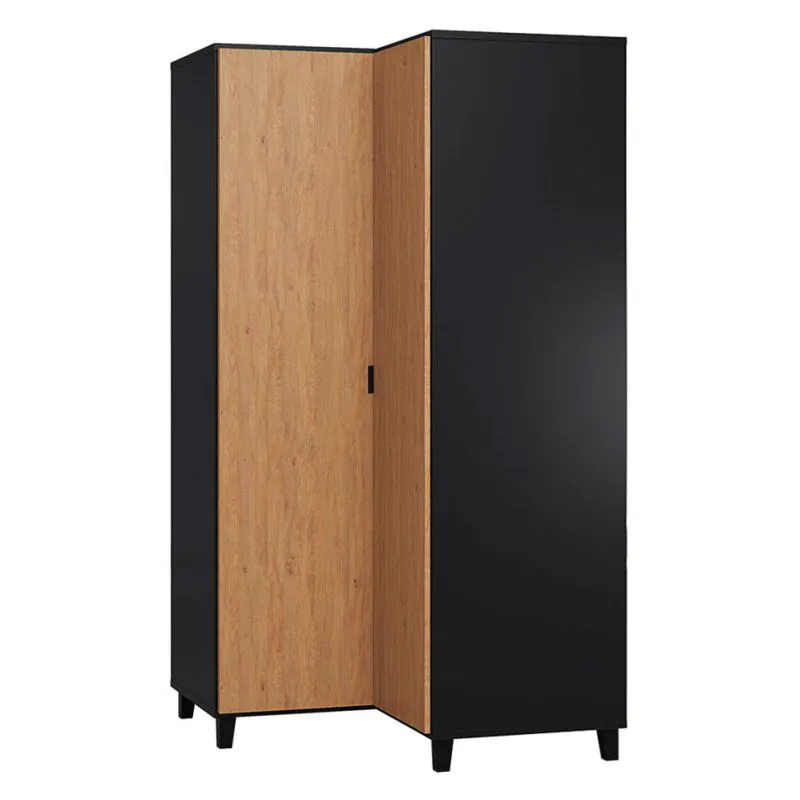 102 cm breiter Kleiderschrank mit 2 Türen | Farbe: Schwarz Abbildung
