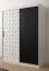 Schlichter Kleiderschrank mit modernen Muster Dom 16, Farbe: Weiß matt / Schwarz matt - Abmessungen: 200 x 150 x 62 cm (H x B x T), mit fünf Fächern