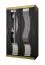 Kleiderschrank / Schiebetürenschrank im stylischen Design Aiguille 06, Griffe: Gold, Schwarz Matt, Maße: 200 x 120 x 62 cm, 5 Fächer, 5 Holzeinlegeböden