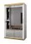 Eleganter Schiebetürenschrank / Kleiderschrank Bernina 40, mit Spiegeltüren, Weiß Matt, Maße: 200 x 120 x 62 cm, mit fünf Fächer, zwei Kleiderstangen