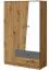 120 cm breiter Kleiderschrank mit 3 Türen, 6 Fächern und 2 Schubladen | Farbe: Eiche | Tiefe: 50 cm Abbildung