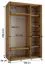 Platzsparender Schiebetürenschrank Mina in Eiche/Schwarz, viel Stauraum, 235,2 x 150 x 60 cm, Vorderseite aus Laminat Platten, Anti Staubbürsten