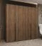 Kleiderschrank / Drehtürenschrank | Farbe: Walnuss | vier Türen | zwei Kleiderstangen | 2 Meter breit | zwei Fächer | Griffe: Schwarz | Soft-Close-Funktion
