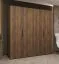 Kleiderschrank mit zwei Kleiderstangen | Farbe: Walnuss | 2 Meter breit | zwei Fächer | Soft-Close | vier Türen | Griffe: Schwarz | Drehtürenschrank