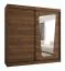 Schiebetürenschrank / Kleiderschrank | Farbe: Walnuss | 10 Fächer | eine Spiegeltür | 2 Meter breit | zwei Kleiderstangen | Aluminiumschienen