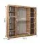 Schiebetürenschrank / Kleiderschrank | Farbe: Walnuss | 10 Fächer | eine Spiegeltür | 2 Meter breit | zwei Kleiderstangen | Aluminiumschienen