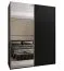 Kleiderschrank / Schiebetürenschrank | 2 Kleiderstangen | Farbe: Schwarz | Soft-Close | 245,5 x 190 x 64 cm | Spiegel | 2 Schiebetüren | 11 Fächer