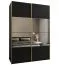 Kleiderschrank / Schiebetürenschrank | Farbe: Schwarz | Soft-Close | 2 Schiebetüren | 2 Kleiderstangen | 11 Fächer | 245,5 x 180 x 64 cm | Spiegel