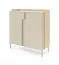 Wohnzimmer Set B | 3-teilig | Farbe: Eiche Mavelie / Macadamia | Push-to-open Funktion | Beine aus Metall | 1 Sideboard | 1 Highboard | 1 Kommode