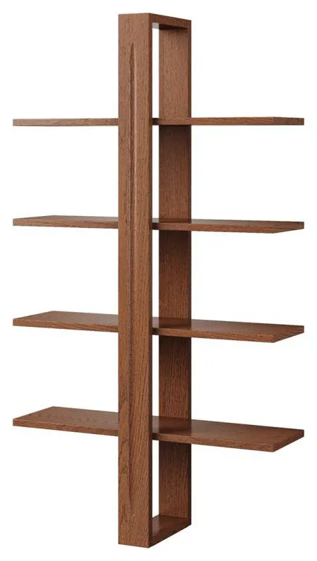 Wandregal Gorica 17, Hängeregal in Eiche Rustikal, 120 x 68 x 24 cm, mit 4 Ablageböden, hochwertig verarbeitet, langlebig, elegantes Design, sehr stabil