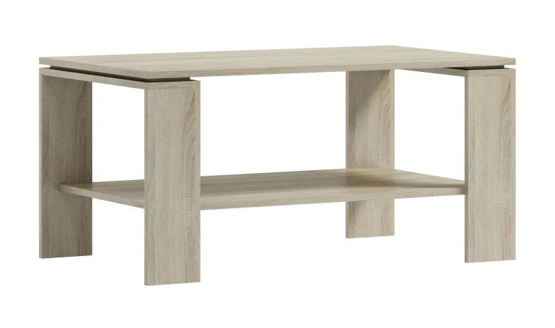 Schlichter Couchtisch, 54 x 110 x 65 cm, Sofatisch in Eiche Sonoma, 1 Ablagefach, stabil und langlebig, breite Beine, modernes Design
