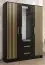 Kleiderschrank mit genügend Stauraum Similaun 59, Farbe: Schwarz matt - Abmessungen: 202 x 153 x 40 cm (H x B x T), mit 10 Fächern und zwei Schubladen