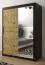 Moderner Kleiderschrank mit Spiegeltür Dom 89, Farbe: Schwarz matt / Eiche Artisan - Abmessungen: 200 x 150 x 62 cm (H x B x T), mit genügend Stauraum