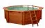 Holzpool Gardenflair 01, Achteck-rund, 5,30 x 1,38 Meter, inklusive Poolleiter, Poolfolie, Boden- und Wandvlies, Edelstahl-Eckverbindungen und LED-Scheinwerfer