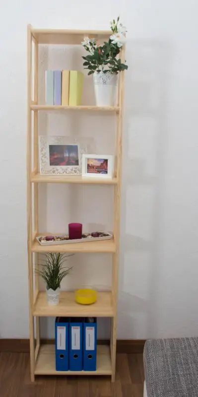 Regal, Küchenregal, Wohnzimmerregal, Bücherregal - 50 cm breit, Kiefer Holz-Massiv, Farbe: Natur Abbildung