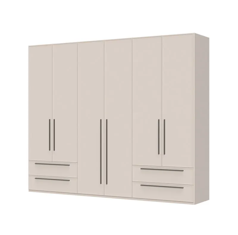 Drehtürenschrank mit vier Schubladen Neiafu 24, Farbe: Kaschmir, Soft-Close-System, Maße: 224 x 272 x 56 cm, drei Kleiderstangen, für Schlafzimmer