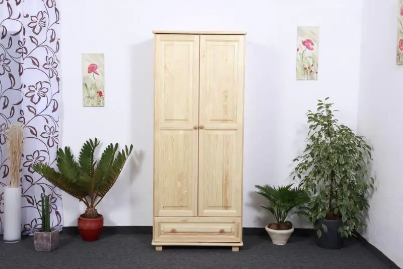 Massivholz-Kleiderschrank Kiefer, Farbe: Natur 190x90x60 cm Abbildung