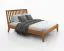 Einzelbett / Gästebett Engordany 08 | Buche Vollholz massiv | lackiert | Liegefläche: 140 x 200 cm | Farbe: Eiche Rustikal | mit hoher Kopfstütze | ästhetisches Design