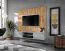 Wohnwand | Push-to-open Funktion | modernes Design | Farbe: Perla Grau / Eiche Artisan | Maße: 160 x 35 x 148 cm | für Wohnzimmer
