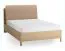 Doppelbett | Farbe: Eiche / Taupe | 140 x 200 cm | gepolsterte Kopfstütze | inkl. Lift up Lattenrost | vier offene Regale | Behälter hinter Rückenlehne
