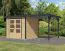 Holz Gartenhaus Anbaudach naturbelassen/anthrazit 2,35 m, nordische Fichte, Doppelflügeltür mit Zylinderschloss, Trapezblechdach, 2,38 × 2,13 m