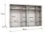 Drehtürenschrank / Kleiderschrank | Farbe: Schwarz | 4 Fächer | 3 Meter breit | Griffe: Kaschmir | 4 Kleiderstangen | Soft-Close-Funktion | Maße: 300 x 52 x 202 cm