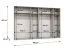 Drehtürenschrank Korab 48, Farbe: Weiß, sechs Türen, Kleiderschrank, Soft-Close-Funktion, vier Fächer, 3 Meter breit, Griffe: Kaschmir, vier Kleiderstangen