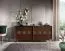 Kommode / Sideboard Inginele 01 in Walnuss, mit 4 praktischen Schubladen, 81 x 183 x 48 cm, 6 Fächer, 3 Einlegeböden, 2 Schiebetüren mit Schließdämpfung