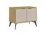 Schuhschrank mit Sitzfläche | 2 Fächer | 80,5 x 35 x 48 cm | Eiche Cremona / Beige | Griffe: Metall | Metallbeine | 2 Türen | ABS-Kanten
