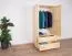 Kleiderschrank Massivholz natur 010 - Abmessung 190 x 90 x 60 cm (H x B x T)