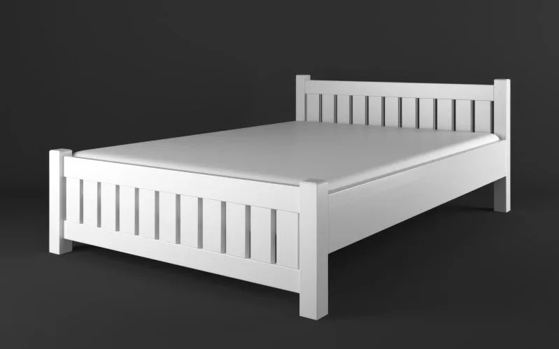 Kinderbett  / Jugendbett Kiefer Vollholz massiv weiß Lagopus 35 - Abmessungen: 140 x 200 cm (B x L)