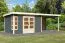 Gartenhaus SET terragrau mit Anbaudach 3,2 m, Rückwand, Grundfläche: 8,6m²