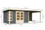 Gartenhaus SET terragrau mit Anbaudach 3,2 m, Rückwand, Grundfläche: 8,6m²