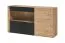 Vitrine | Push-to-open Funktion | 3 Türen | Farbe: Eiche Ribbeck / Schwarz matt | 5 Fächer | Maße: 160 x 40 x 93 cm | für Wohnzimmer