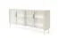 Kommode mit LED-Beleuchtung Chaabane 02 | Farbe: Kaschmir | gerillter Glasfront | vier Türen | Maße: 82,5 x 181 x 39 cm | ABS-Kantenschutz | Griffe & Beine: Metall