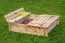 Sandkasten Arenero viereckig aus Kiefernholz mit Sitzbankabdeckung - Abmessung: 120 x 120 cm (L x B)