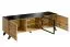 Moderne Wohnwand Nautnes 01, Farbe: Eiche Wotan / Schwarz - Abmessungen: 197 x 340 x 45 cm (H x B x T), mit LED-Beleuchtung