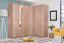 Schmaler Kleiderschrank Kovin 09, Farbe: Eiche Sonoma, zwei Schubladen, fünf Fächer, Maße: 205 x 80 x 52 cm, robust, eine Kleiderstange, ABS-Kanten