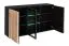 Sideboard / Kommode mit einer Glastür Romfo 06, inkl. LED-Beleuchtung, Farbe: Schwarz, Maße: 91,5 x 163 x 40 cm, neun Fächer, modernes und einfaches Design