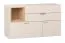 Kommode mit 3 Schubladen | ein offenes Fach | Soft-Close-Funktion | Farbe: Beige | Griffe & Beine: Eiche | Maße: 120 x 42 x 70 cm | 1 Tür | zwei Fächer