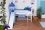 weißes Hochbett für Kinder mit Rutsche und Turm - Buche Massivholz 90x200 cm
