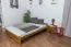 Futonbett / Massivholzbett Kiefer Vollholz massiv Eichefarben A9, inkl. Lattenrost - Abmessung 140 x 200 cm