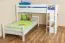 Etagenbett / Spielbett Phillip Buche massiv weiß lackiert mit Regal, inkl. Rollrost - 90 x 200 cm, teilbar