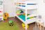 Etagenbett / Stockbett "Easy Premium Line" K18/n, Kopfteil mit Löchern, Buche Vollholz massiv Weiß - 90 x 200 cm, (L x B) teilbar