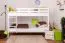 Stockbett für Erwachsene "Easy Premium Line" K19/n, Kopf- und Fußteil mit Löchern, Buche Vollholz massiv Weiß - 90 x 200 cm (B x L), teilbar