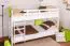 Stockbett für Erwachsene "Easy Premium Line" K19/n, Kopf- und Fußteil mit Löchern, Buche Vollholz massiv Weiß - 90 x 200 cm (B x L), teilbar