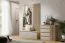 Garderobe | 120 x 34 x 202 cm | Eiche Artisan / Beige-Kaschmir | mit Spiegel | 5 Haken | 2 Kipptüren | 2 Fächer | Alexandroupoli 01