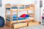 Etagenbett / Stockbett "Easy Premium Line" K18/n inkl. 2 Schubladen und 2 Abdeckblenden, Kopfteil mit Löchern, Buche Vollholz massiv Natur - Liegefläche: 90 x 200 cm, (B x L) teilbar