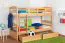 Etagenbett / Stockbett "Easy Premium Line" K19/n inkl. 2 Schubladen und 2 Abdeckblenden, Kopf- und Fußteil mit Löchern, Buche Vollholz massiv Natur - 90 x 200 cm (B x L), teilbar